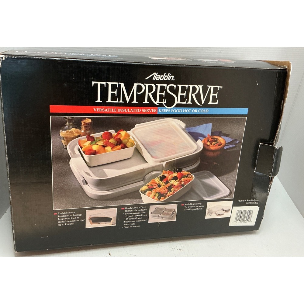 Vintage Aladdin Tempreserve Insulated Server w/ Pyrex Cranberry 3 Qt ICC100 Gray